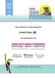 Certificate of participation for 30th ISHRS world congress 2022 in Panama City