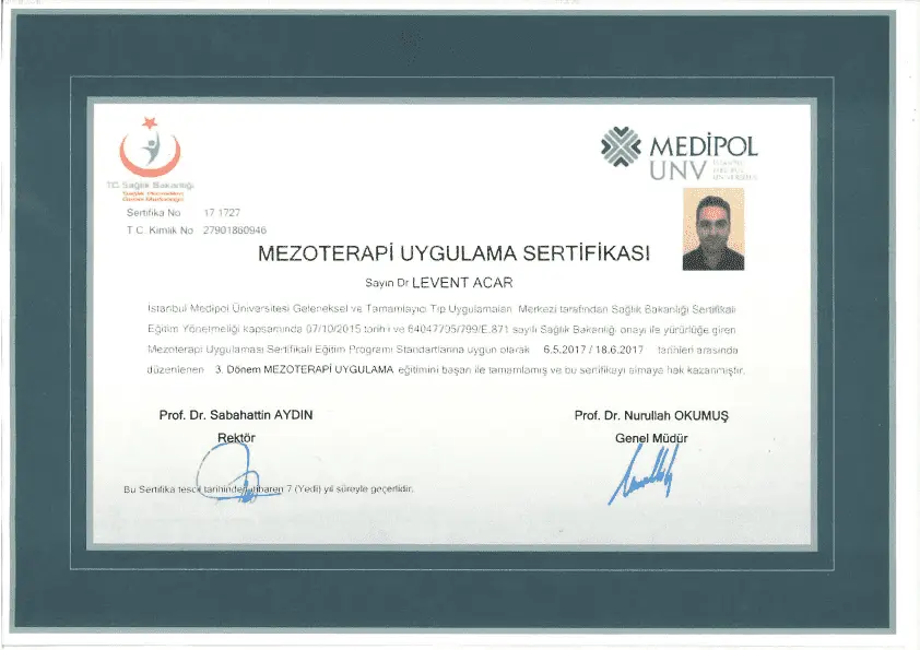 Dr. Levent Acar certificaat 4